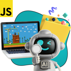 Язык программирования JavaScript + AI. Проектное обучение + геймификация + AI-помощники - КИБЕРшкола программирования для детей, компьютерные курсы для школьников, начинающих и подростков - KIBERone г. Советский